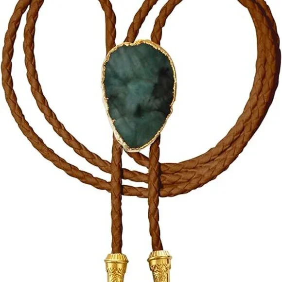 Brown Cord - Emerald - Bolo Tie